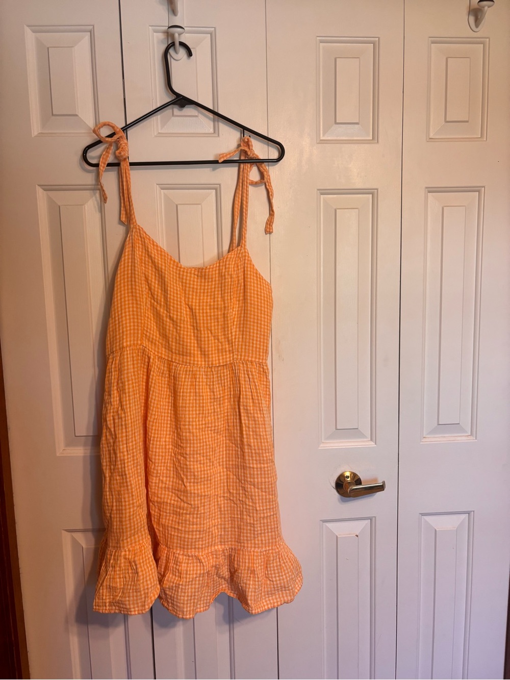 Old Navy Yellow-Orange Gingham Tie-Shoulder Sundress